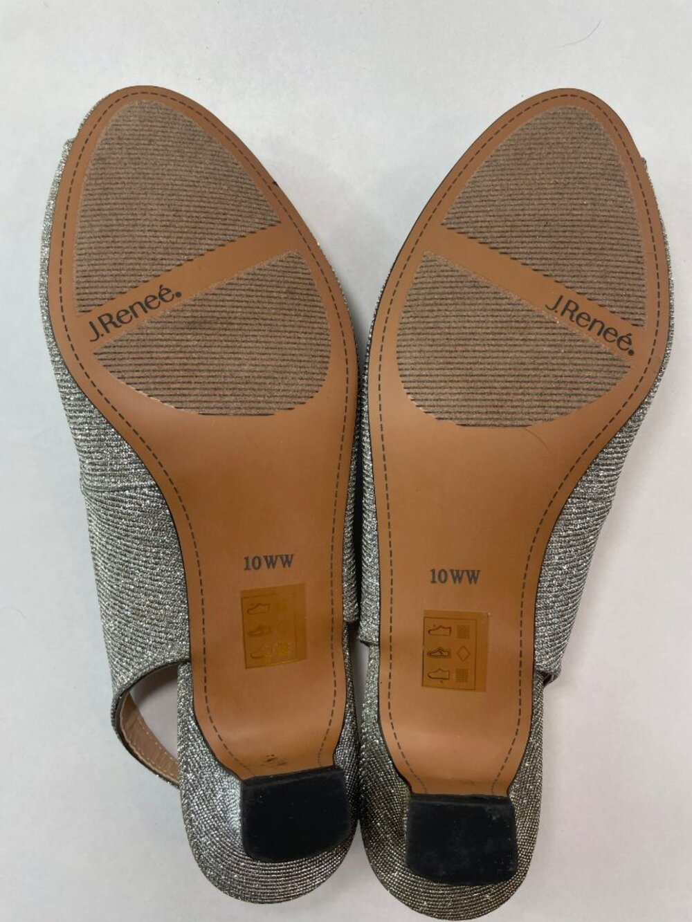 J. Renee Jenvey Silver Metallic Sling Back Sandals Sz 10WW MSRP$110 DEFECT NEW - Picture 8 of 12